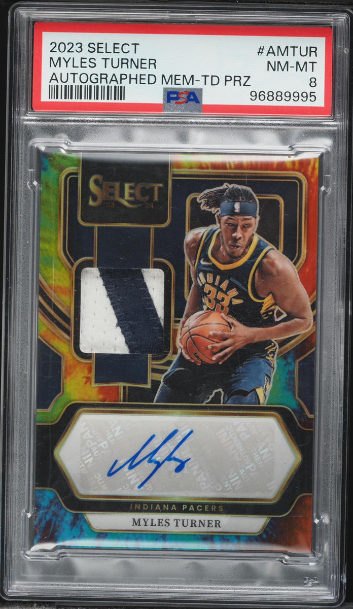 2023 Select Tie-Dye Prizm Myles Turner PATCH AUTO /25 #AMTUR PSA 8