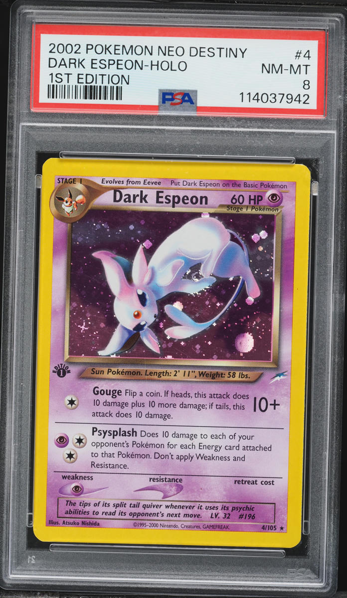 2002 Pokemon Neo Destiny 1st Edition Holo Dark Espeon #4 PSA 8 NM-MT