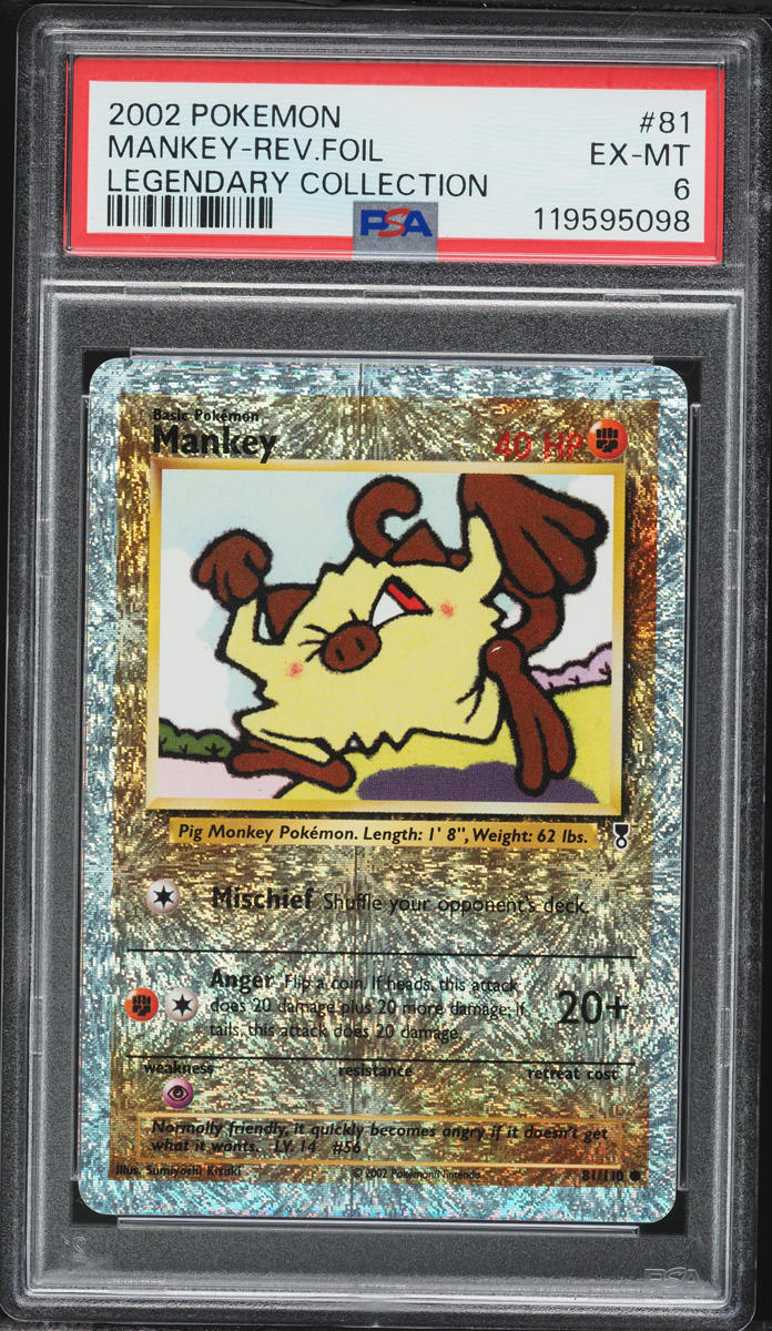 2002 Pokemon Legendary Collection Reverse Holo Mankey #81 PSA 6 EXMT