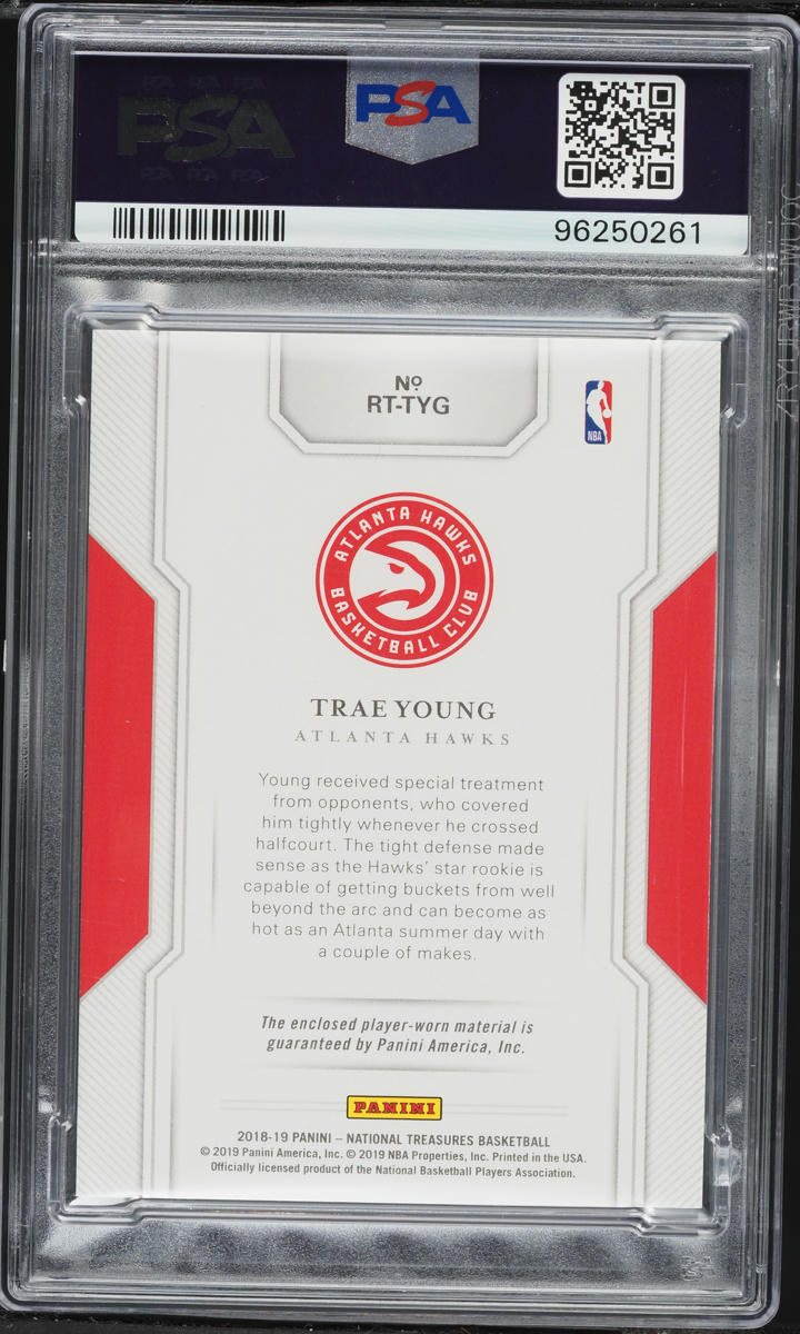 2018 National Treasures Trae Young ROOKIE PATCH /99 #RT-TYG PSA 10