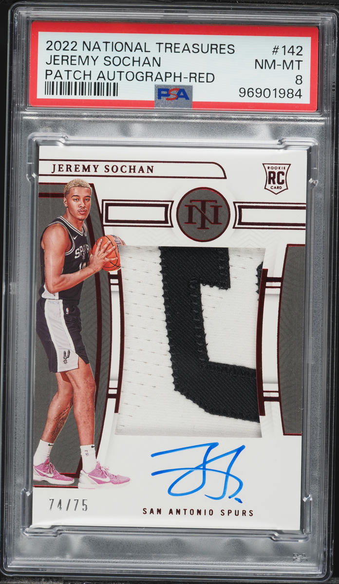 2022 National Treasures Red Jeremy Sochan ROOKIE PATCH AUTO /75