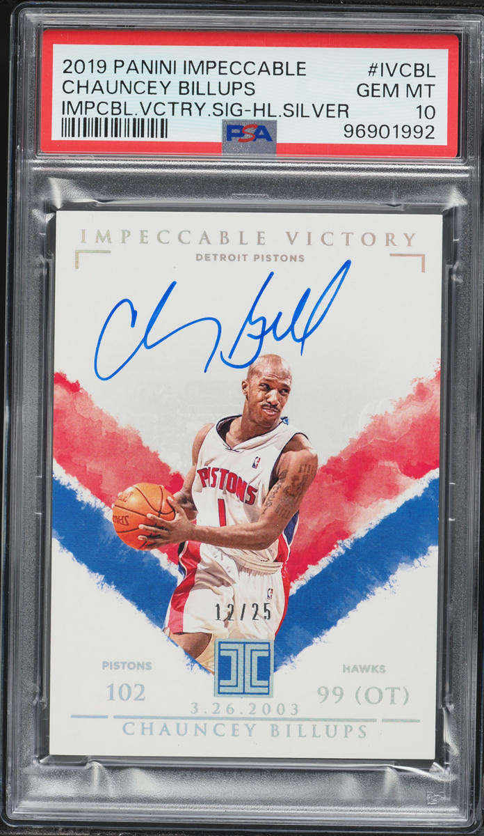 2019 Panini Impeccable Victory Holo Silver Chauncey Billups AUTO /25 #IV-CBL PSA 10 GEM MINT