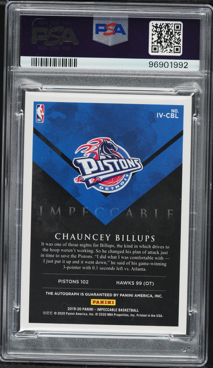 2019 Panini Impeccable Victory Holo Silver Chauncey Billups AUTO /25 #IV-CBL PSA 10 GEM MINT
