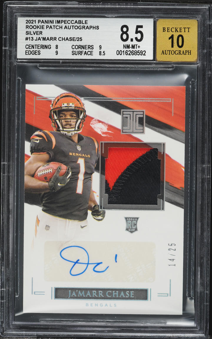 2021 Panini Impeccable Silver Ja'marr Chase ROOKIE PATCH AUTO /25