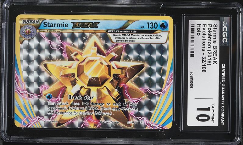2016 Pokemon XY Evolutions Off-Center Alt Art Starmie BREAK #32 CGC 8 NM-MT  on Fanatics Collect