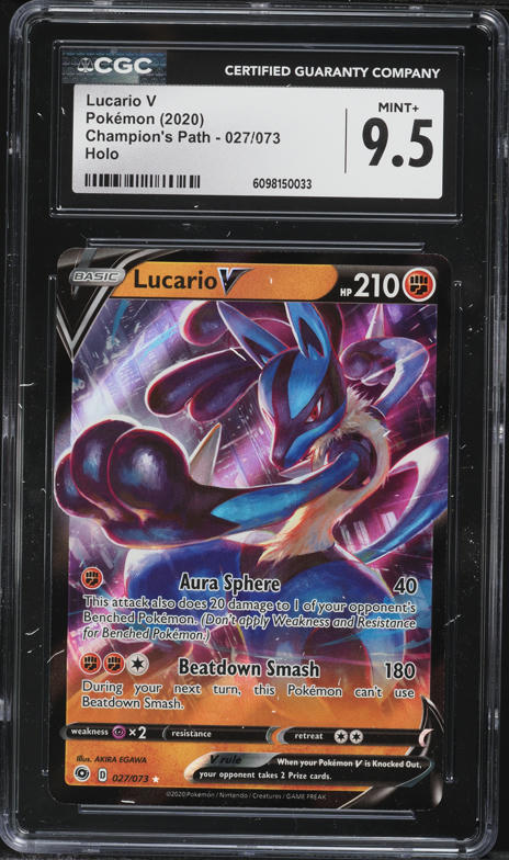 2020 Pokemon Sword & Shield Champion's Path Full Art Lucario V #27 CGC 9.5 MINT+