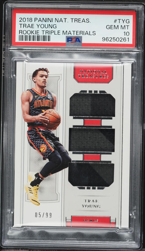 2018 National Treasures Trae Young ROOKIE PATCH /99 #RT-TYG PSA 10