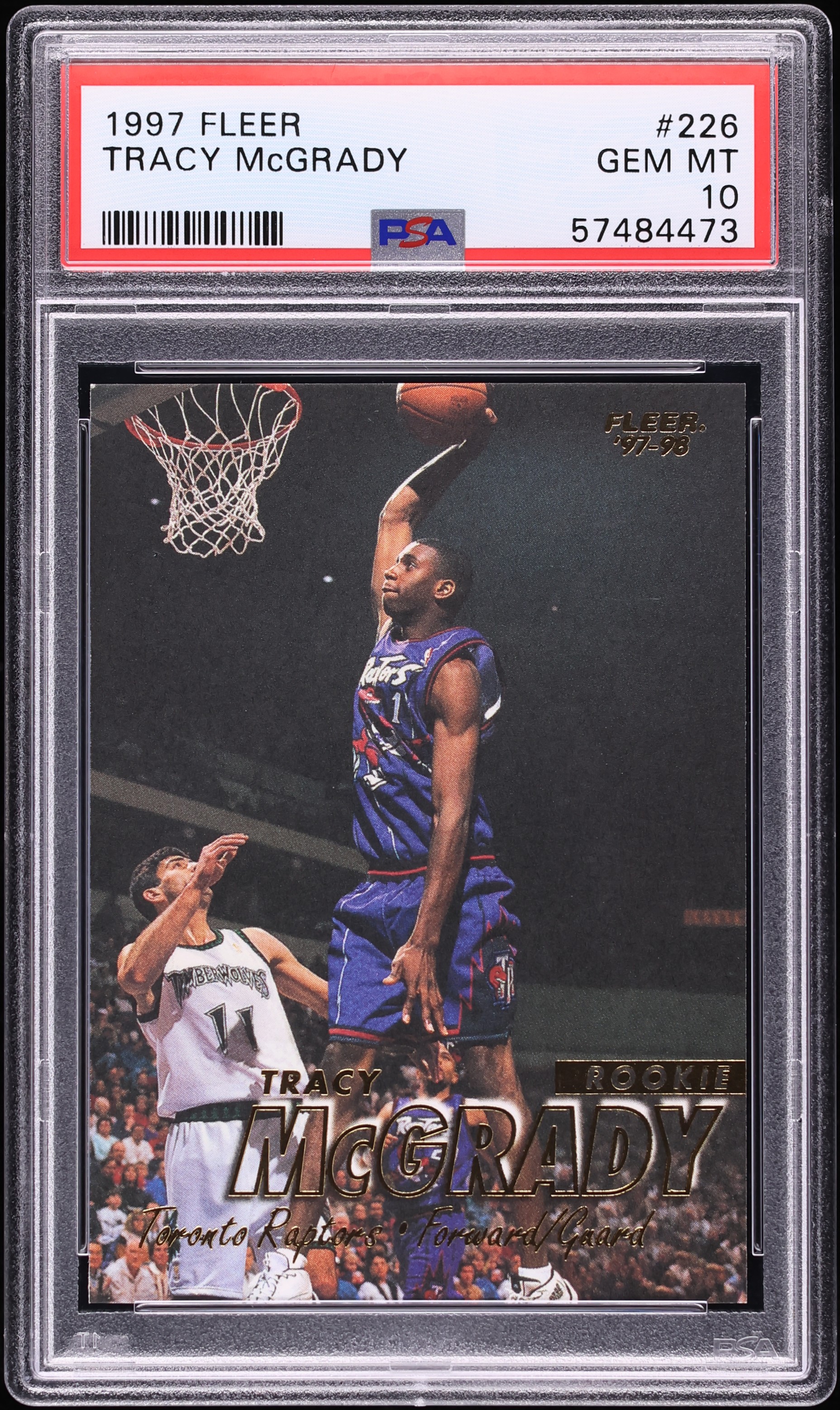 1997 Fleer Basketball Tracy McGrady ROOKIE #226 PSA 10 GEM MINT on