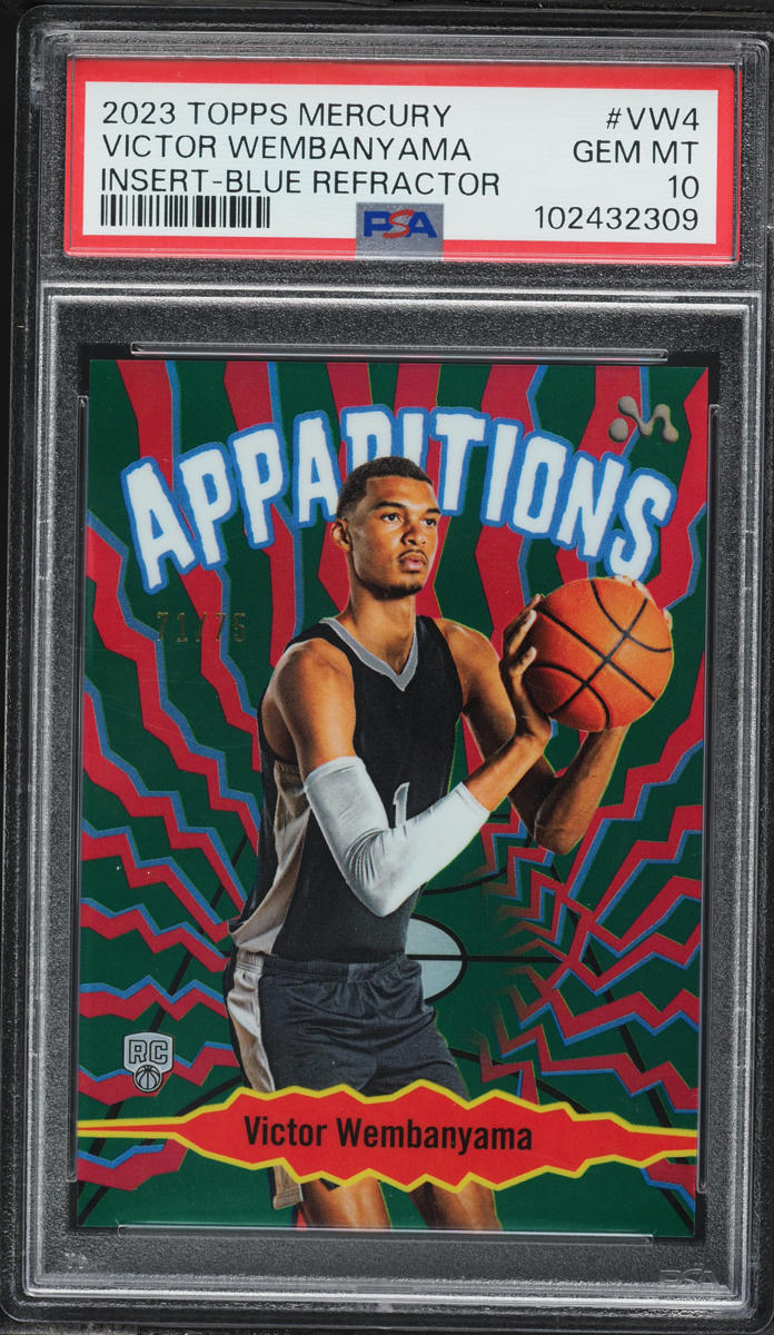 2023 Topps Mercury Insert Blue Refractor Victor Wembanyama ROOKIE /75 #VW-4 PSA 10 GEM MINT