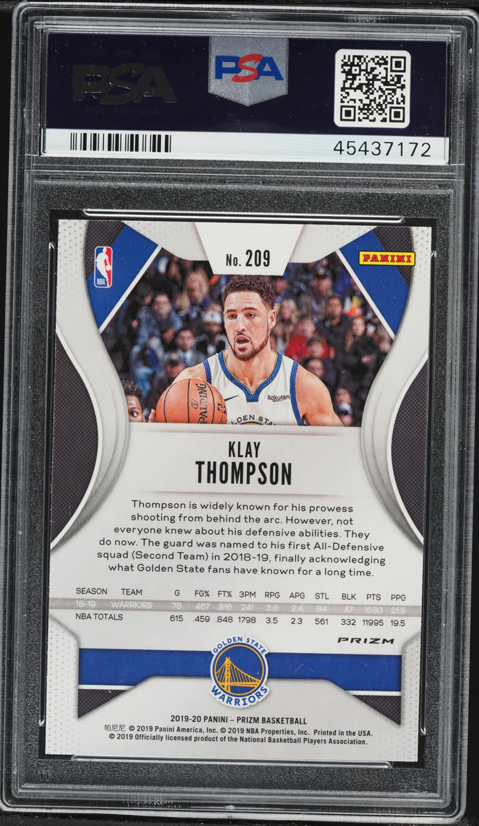 2019 Panini Prizm Pink Ice Klay Thompson #209 PSA 10 GEM MINT on