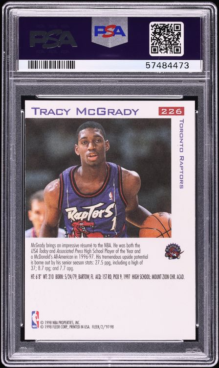 1997 Fleer Basketball Tracy McGrady ROOKIE #226 PSA 10 GEM MINT on