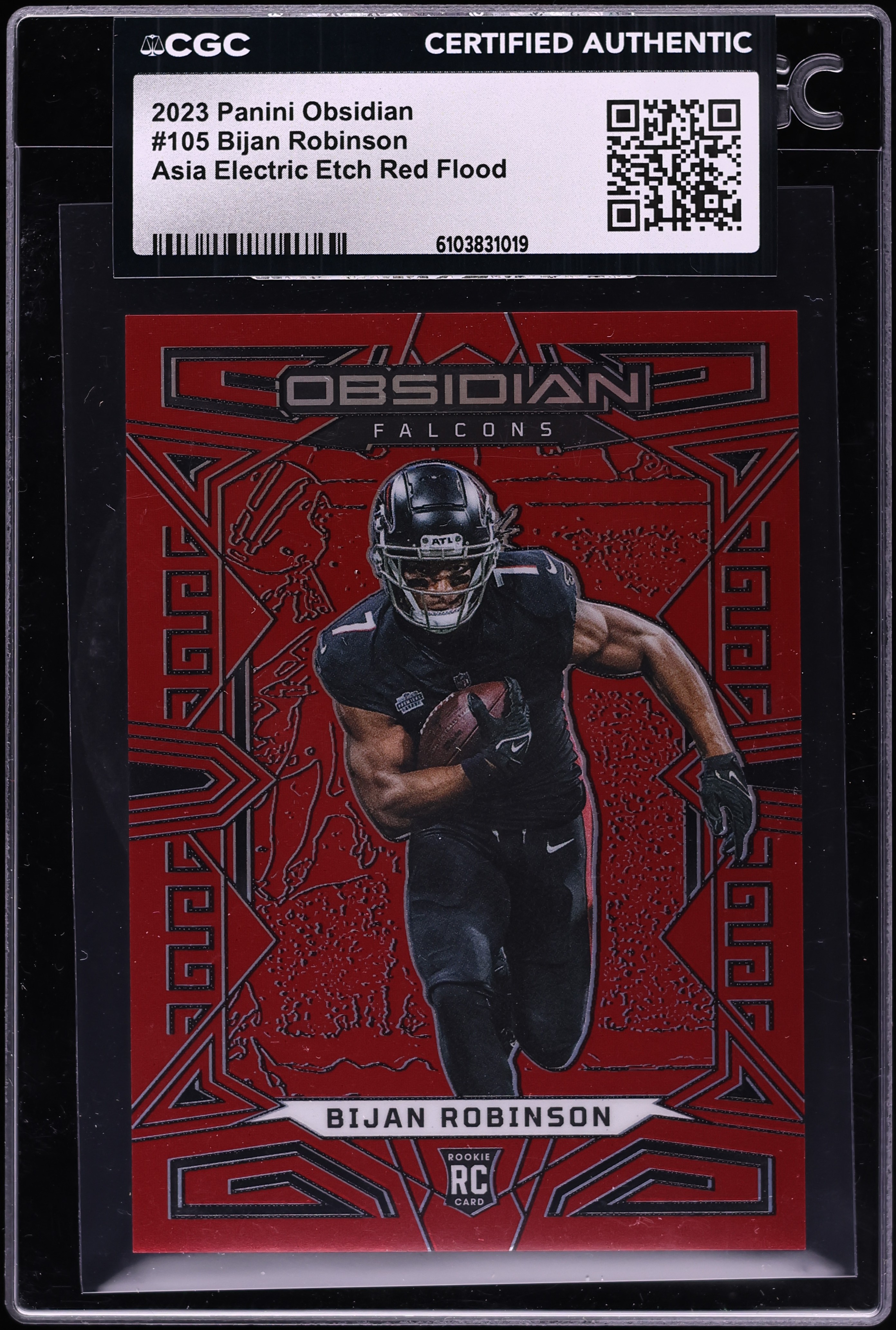 2023 Panini Obsidian Asia Electric Etch Red Flood Bijan Robinson