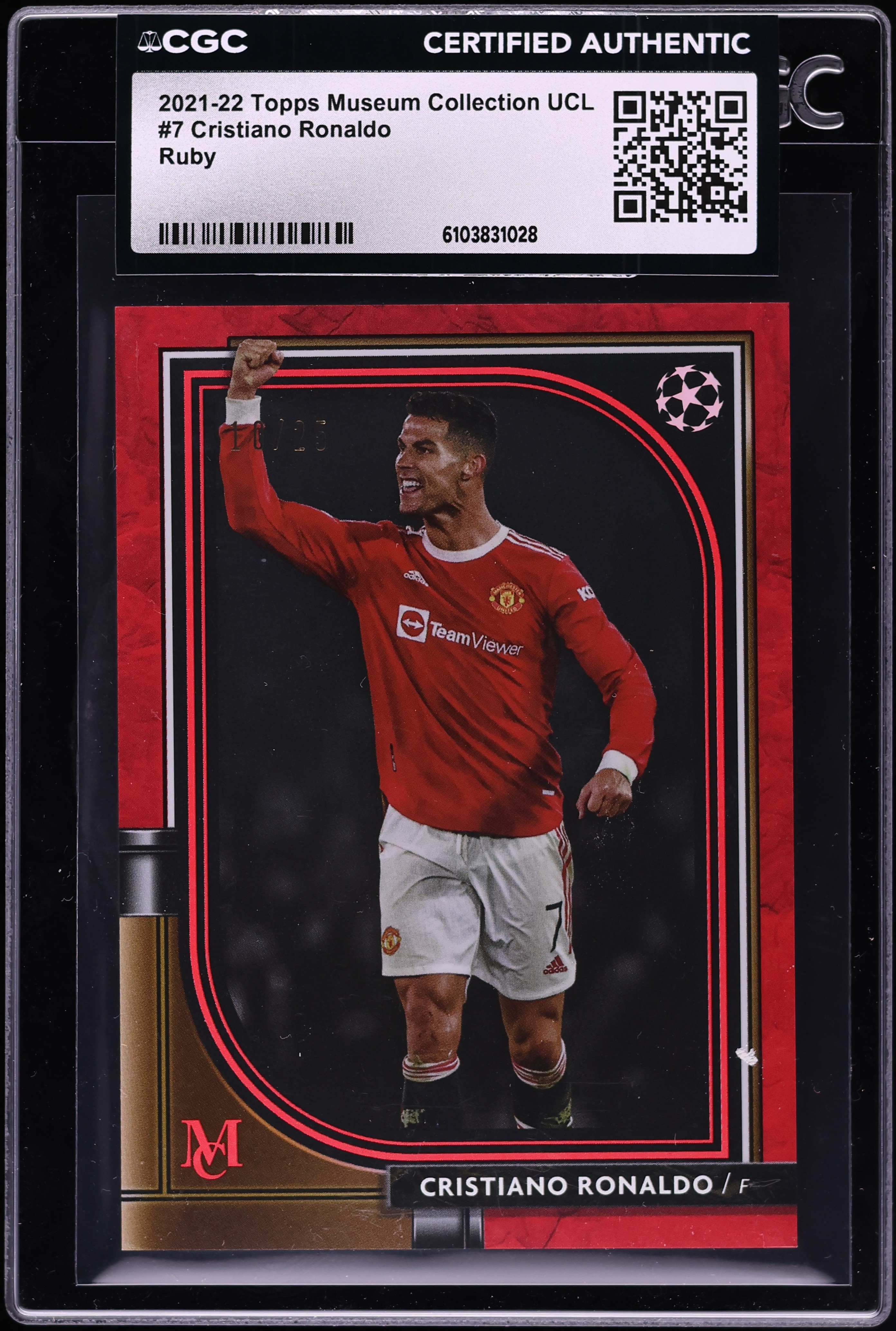 2021 Topps Museum Collection UCL Ruby Cristiano Ronaldo /25 #7 CGC