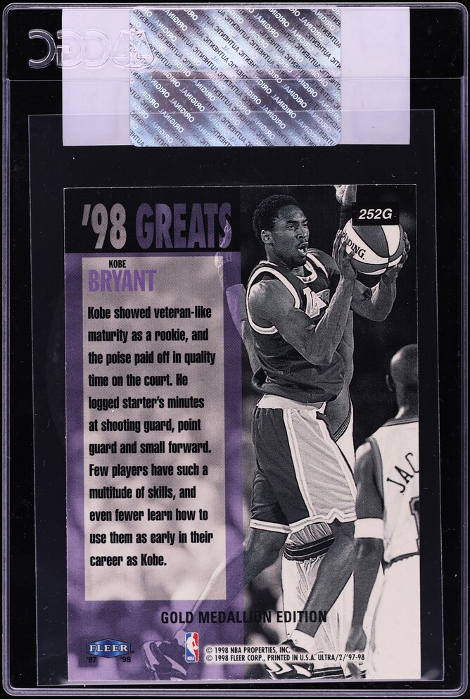 1997 Fleer Ultra Gold Medallion Kobe Bryant #252G CGC AUTH