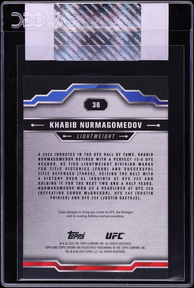 2025 Topps Chrome Sapphire UFC Gold Khabib Nurmagomedov /50 #36