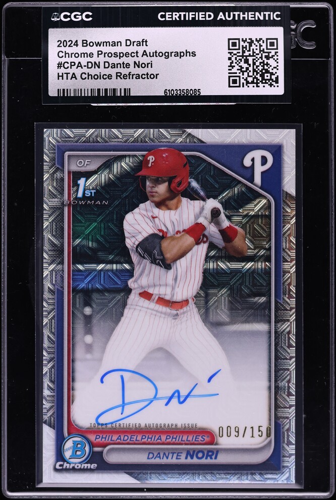 2024 Bowman Chrome Draft HTA Choice Refractor Dante Nori PROSPECT AUTO /150 #CPA-DN CGC AUTH