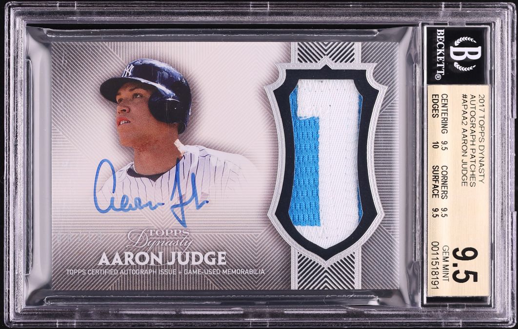 2017 Topps Dynasty Aaron Judge ROOKIE PATCH AUTO /10 #AP-AA2 BGS 9.5 GEM MINT
