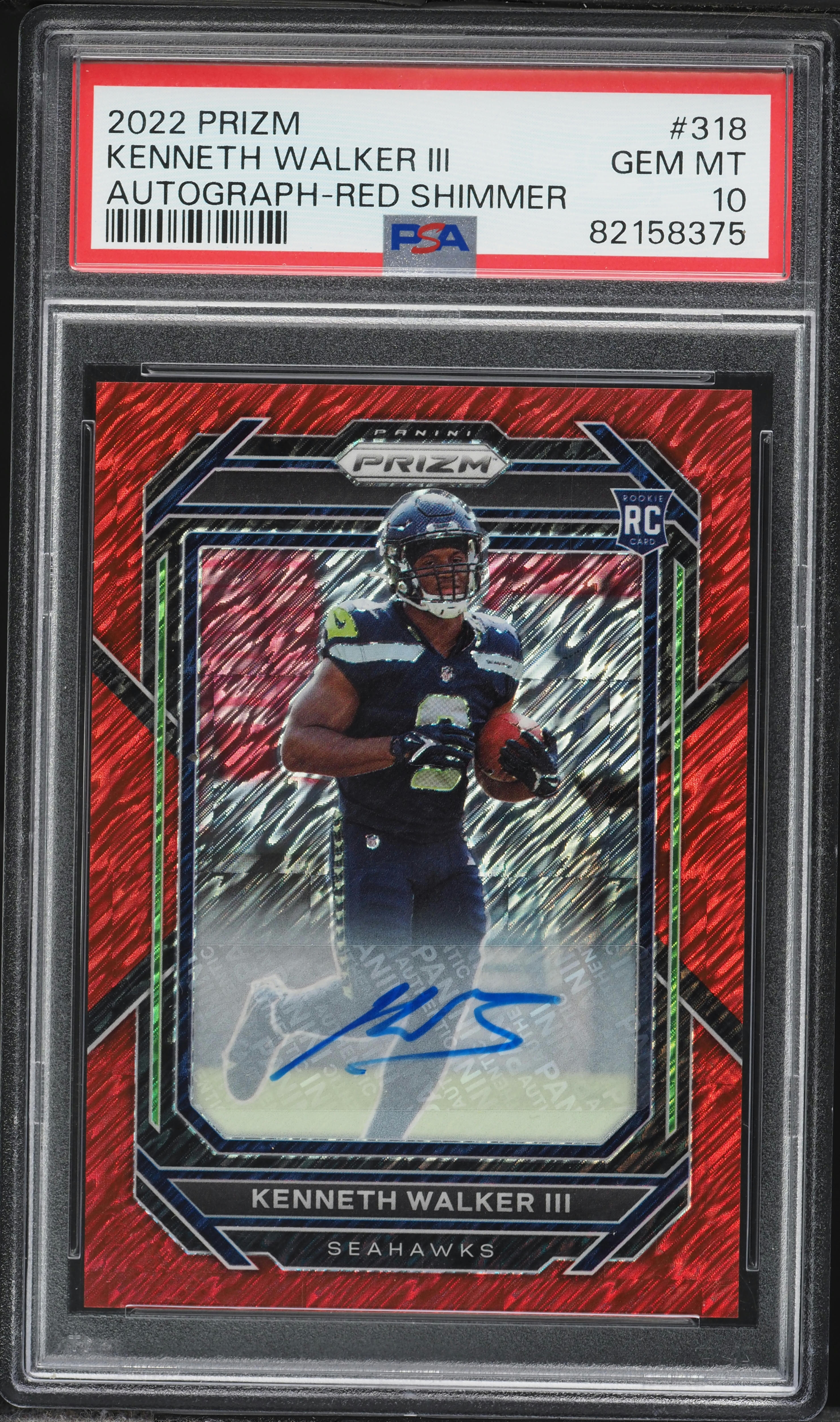 2022 Panini Prizm Red Shimmer Kenneth Walker III ROOKIE AUTO /35