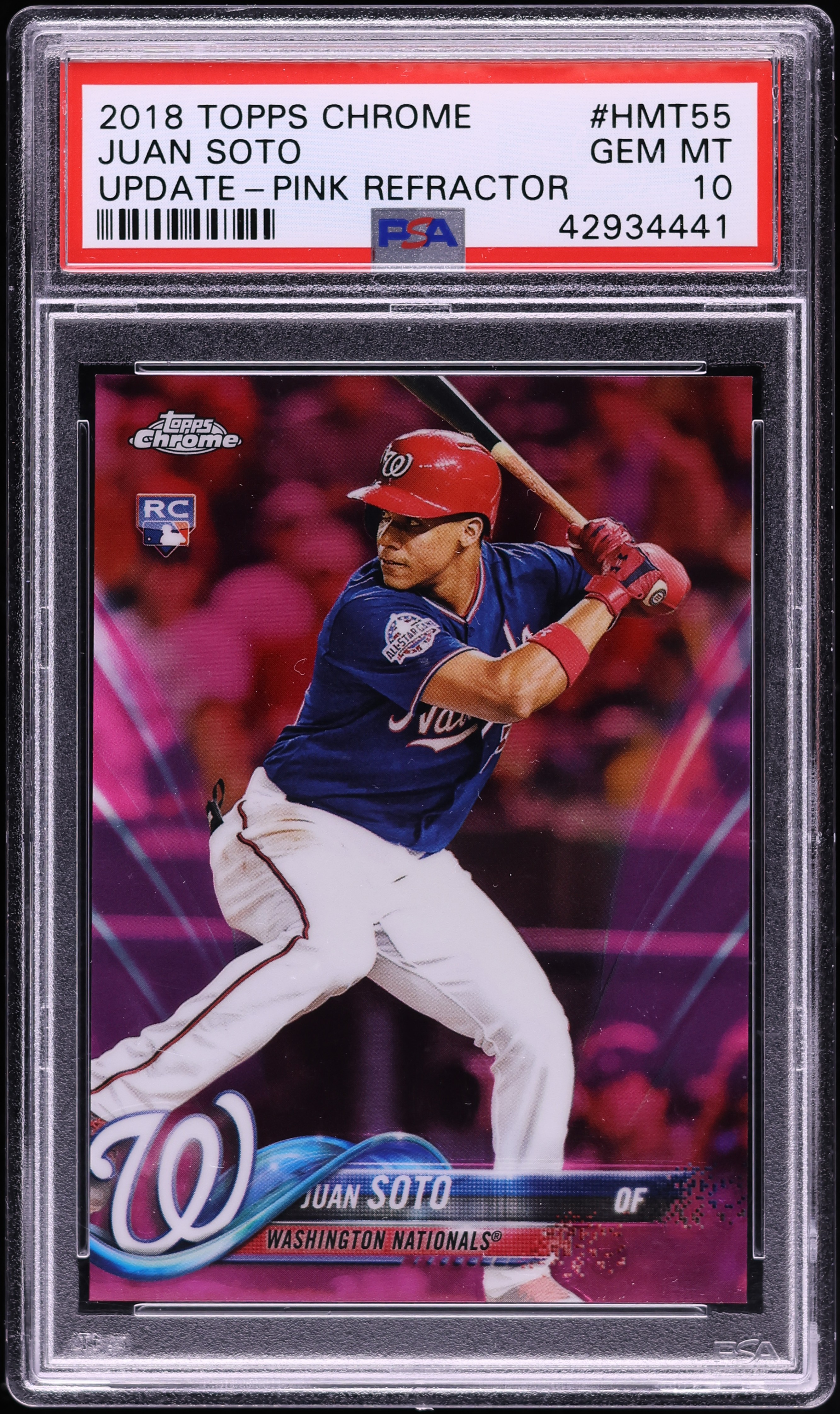 2018 Topps Chrome Update Pink Refractor Juan Soto ROOKIE #HMT55