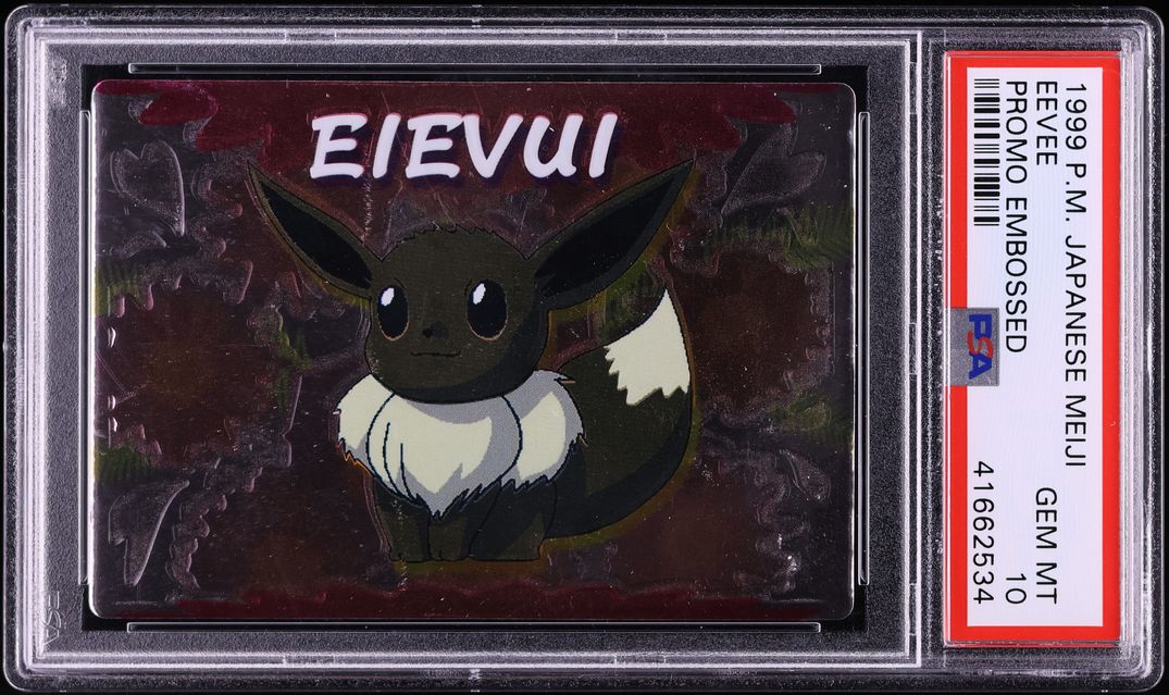 1999 Pokemon Japanese Meiji Promo Embossed Eevee PSA 10 GEM MINT