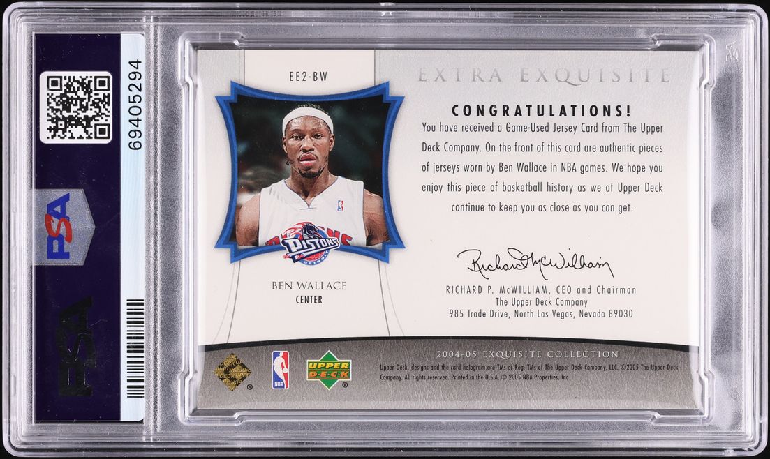 その他 UD Ben Wallace auto card 2004-05 Ben Wallace Auto UD Ultimate Collection SGC 8 PSA Pistons