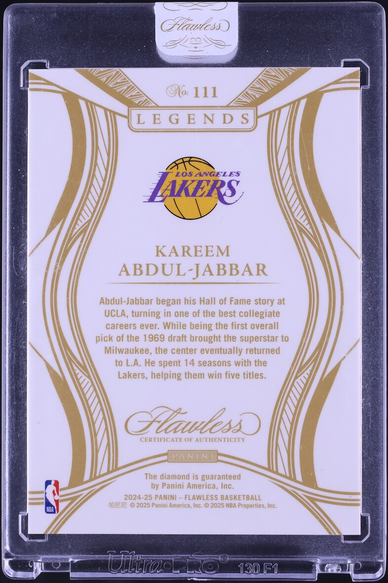 2024 Panini Flawless Legends Diamond Gems Kareem Abdul-Jabbar 1/10 #111