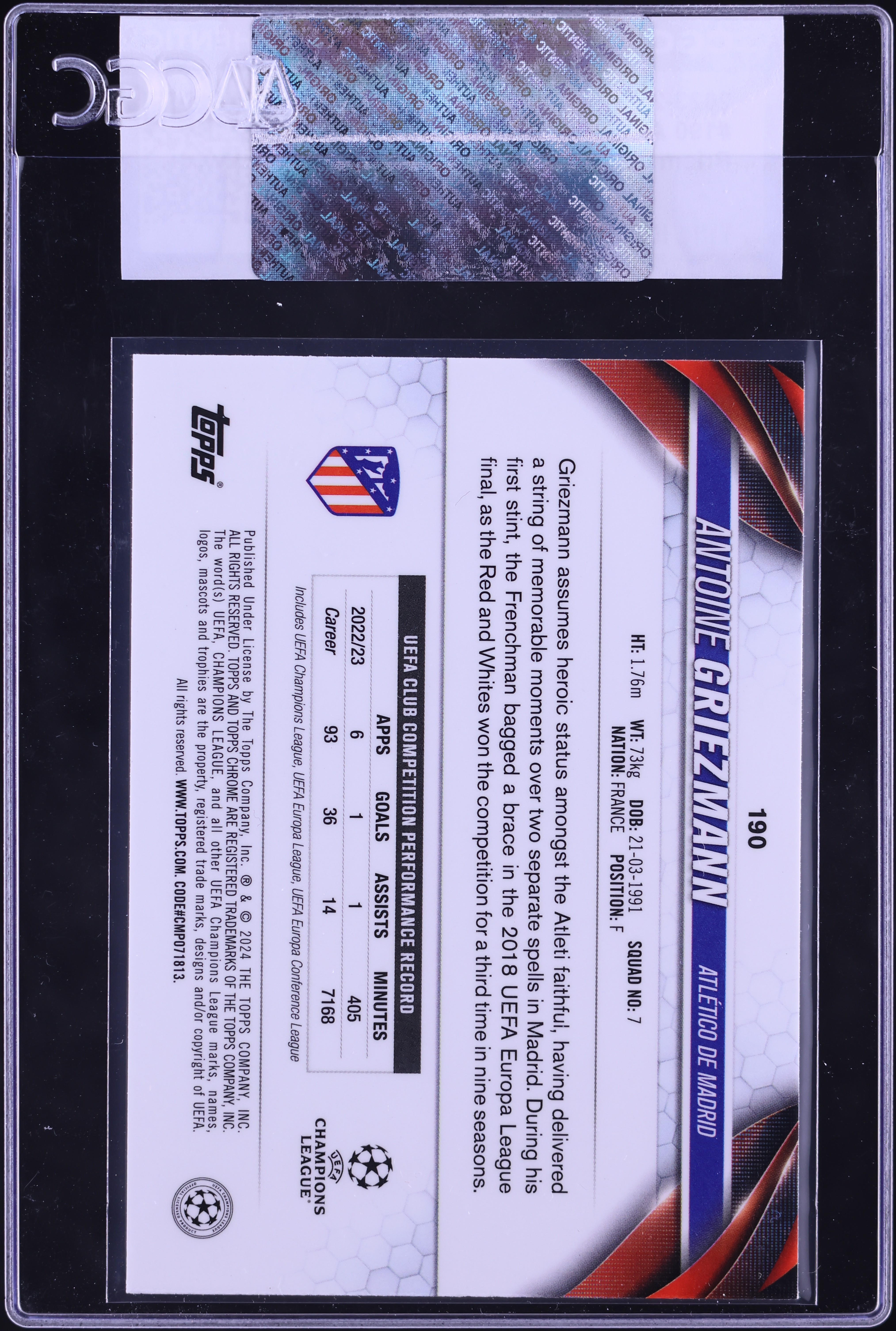 2023 Topps Chrome UEFA Club Competitions Prism Refractor Antoine