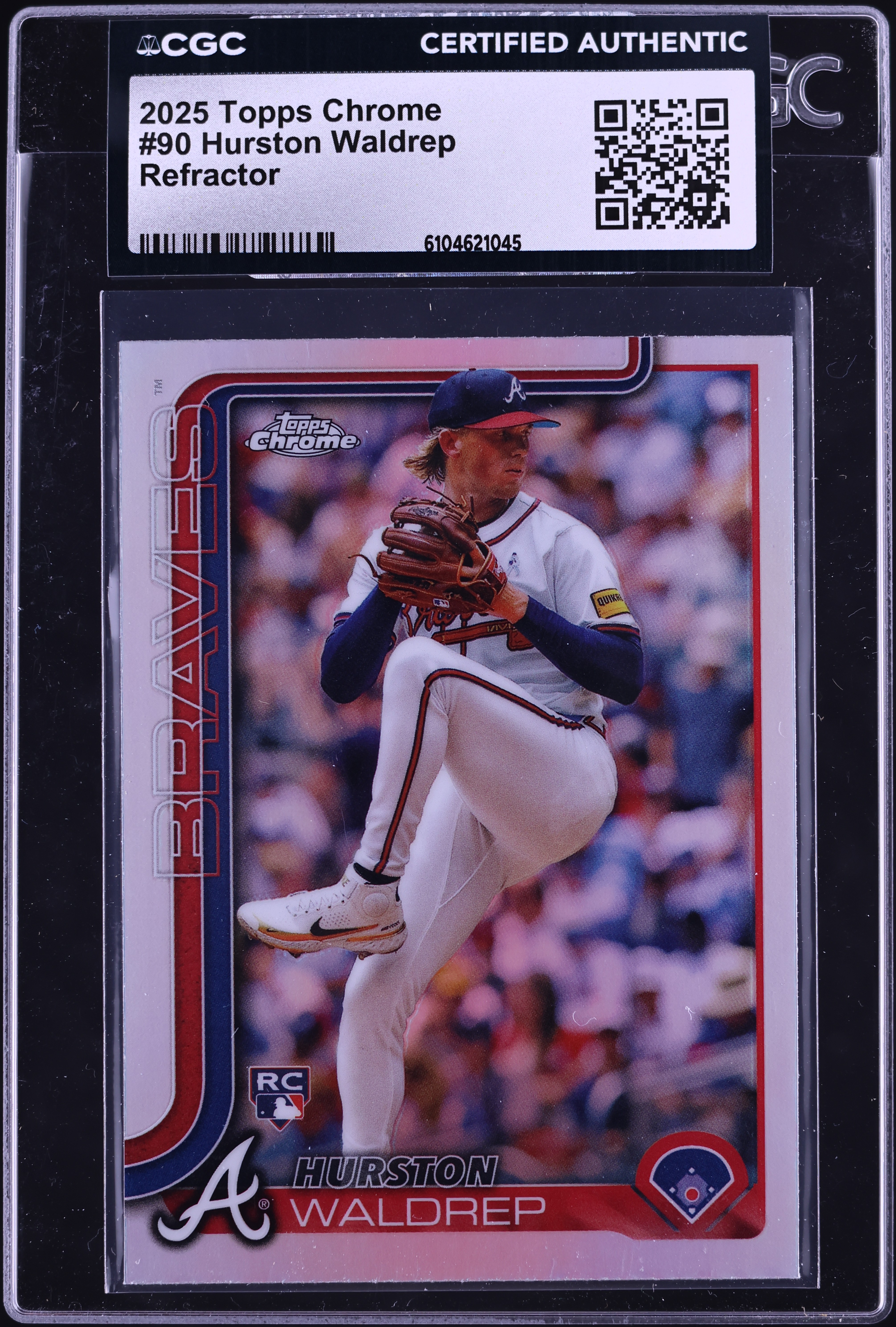 2025 Topps Chrome Refractor Hurston Waldrep ROOKIE #90 CGC AUTH on 