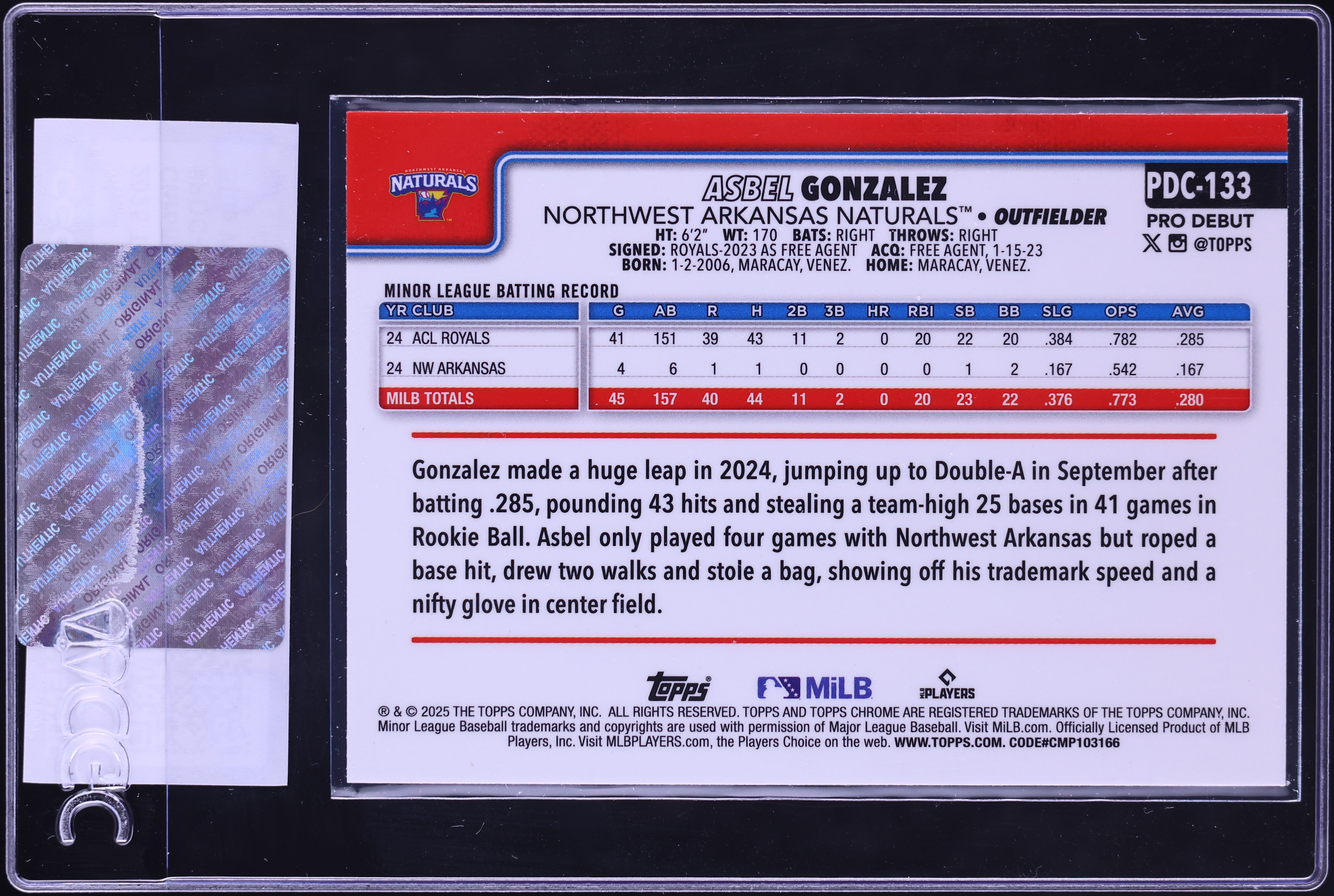 2025 Topps Chrome Pro Debut Blue Wave Refractor Asbel Gonzalez