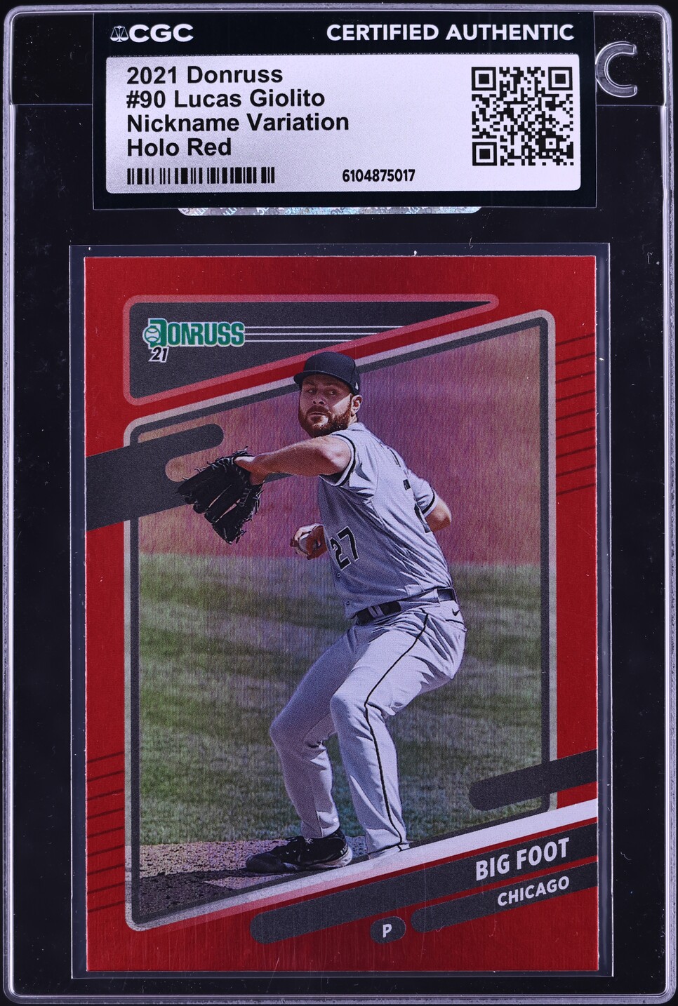 2021 Donruss Nickname Variation Holo Red Big Foot Lucas Giolito #90 CGC AUTH