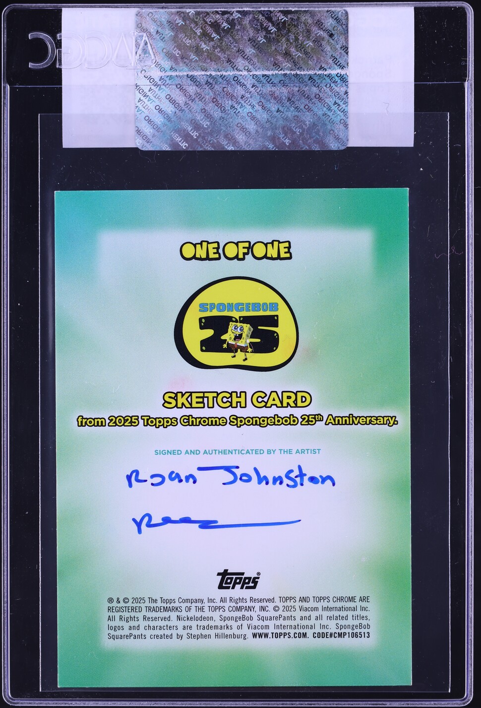 2025 Topps Chrome SpongeBob Artist Sketch Card Ryan Johnston