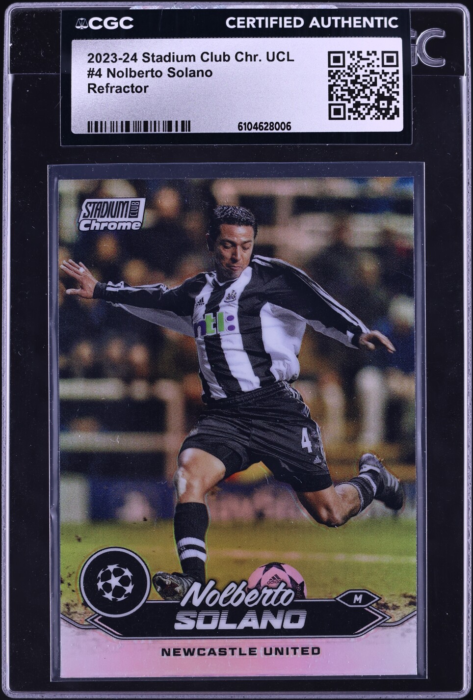 2023 Stadium Club Chrome UEFA Champions League Refractor Nolberto Solano #4  CGC AUTH