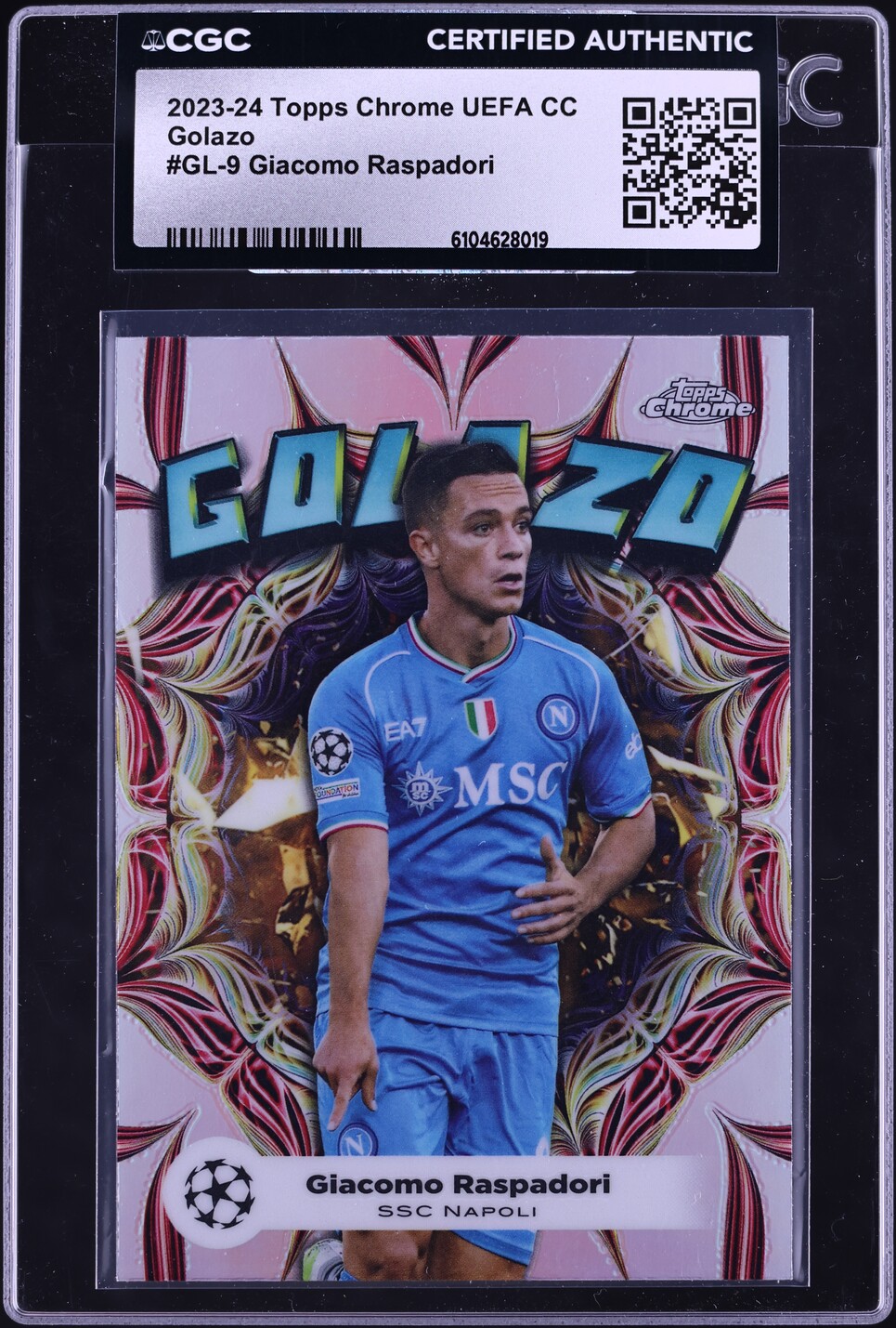 2023 Topps Chrome UEFA Club Competitions Golazo Giacomo Raspadori #GL-9 CGC AUTH