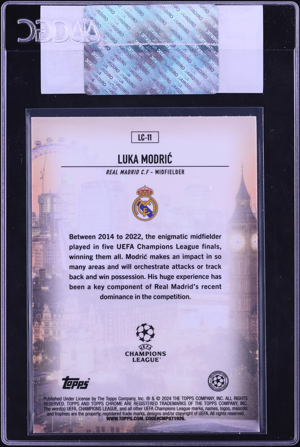 2023 Topps Chrome UEFA Club Competitions London Calling Luka Modric #LC-11 CGC AUTH