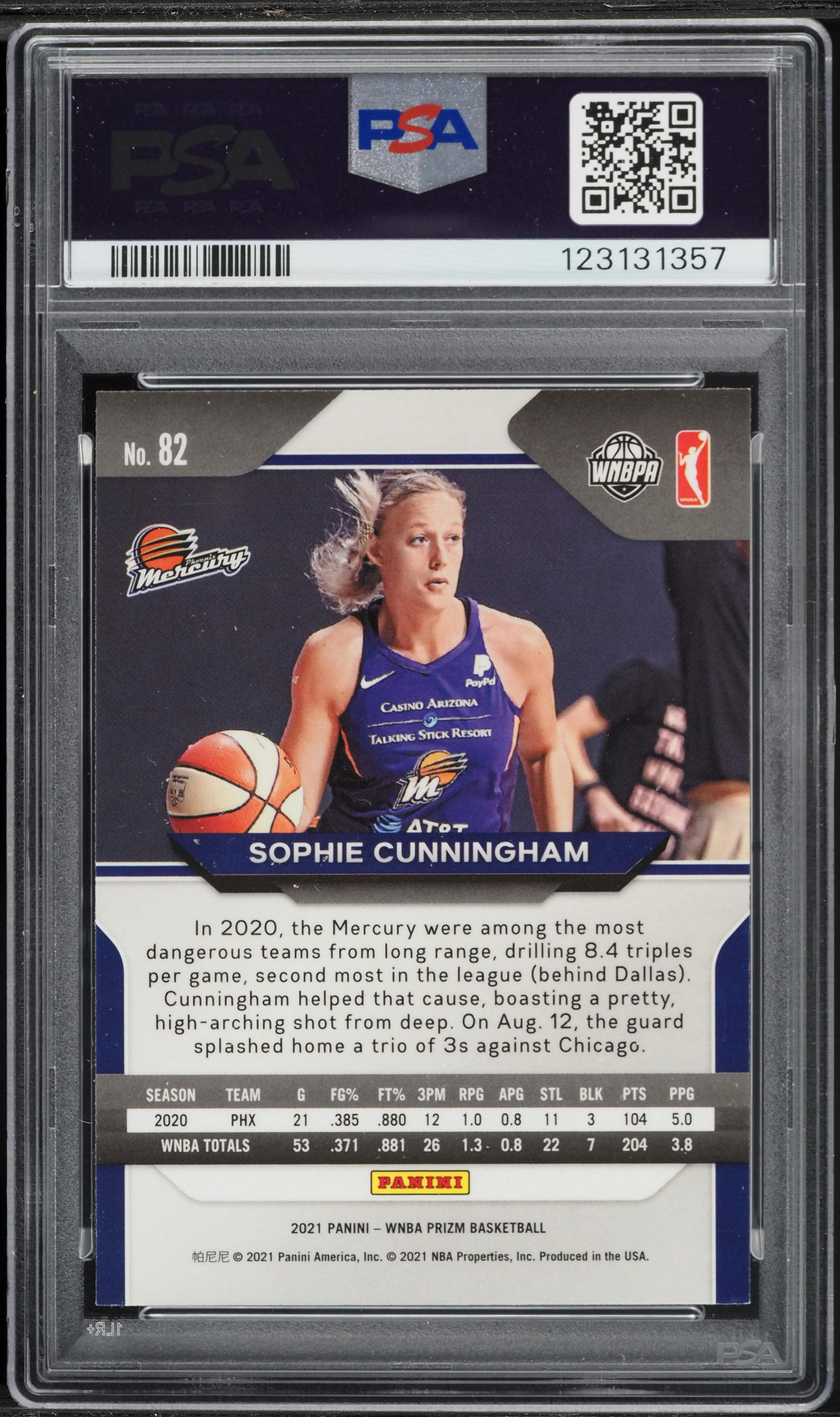 2021 Panini Prizm WNBA Sophie Cunningham #82 PSA 9 MINT on