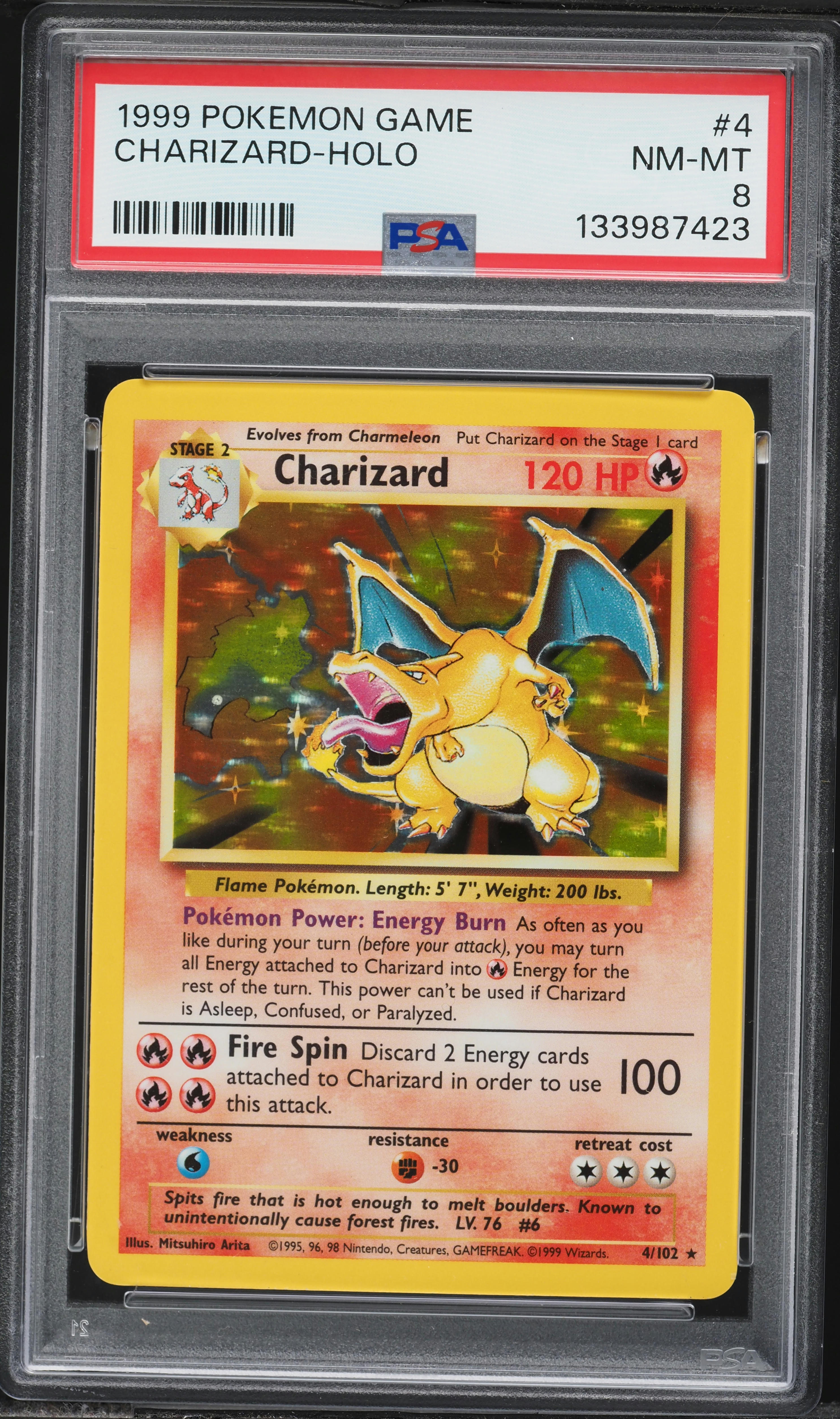 1999 Pokemon Base Set Holo Charizard #4 PSA 8 NM-MT on Fanatics Collect