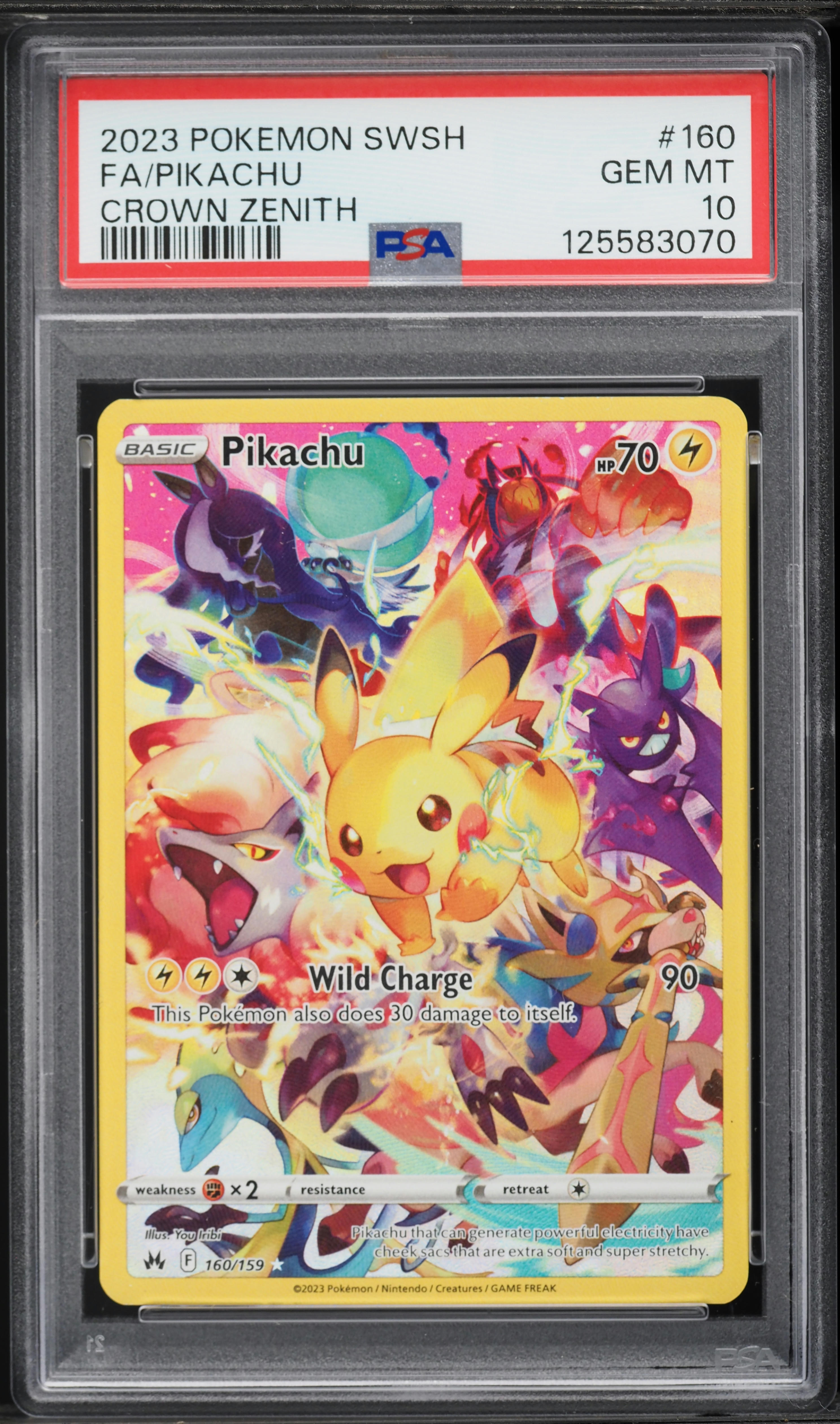 2023 Pokemon Sword & Shield Crown Zenith Full Art Pikachu #160 PSA