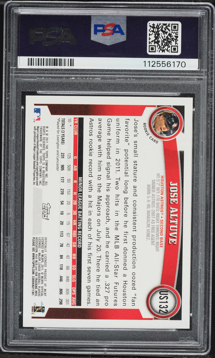 2011 Topps Update Wal-Mart Blue Border Jose Altuve ROOKIE #US132 PSA 8 NM-MT