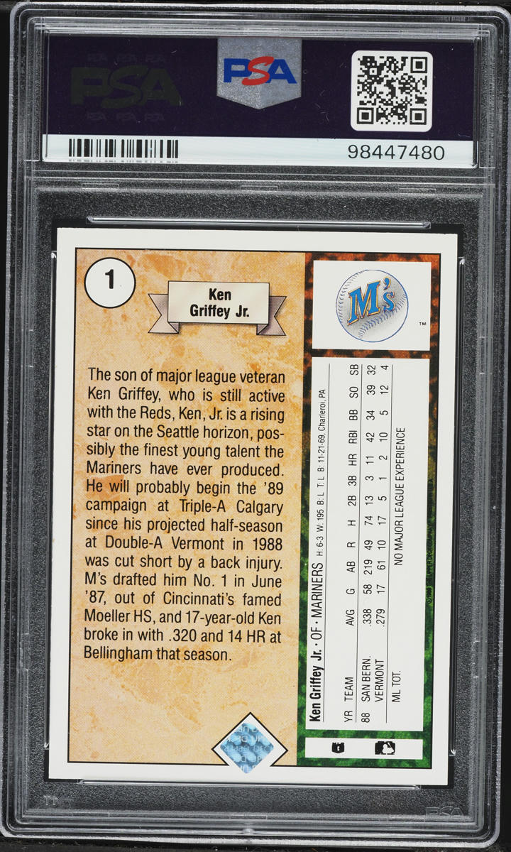 1989 Upper Deck Star Ken Griffey Jr ROOKIE AUTO DNA 10 #1 PSA 9 MINT