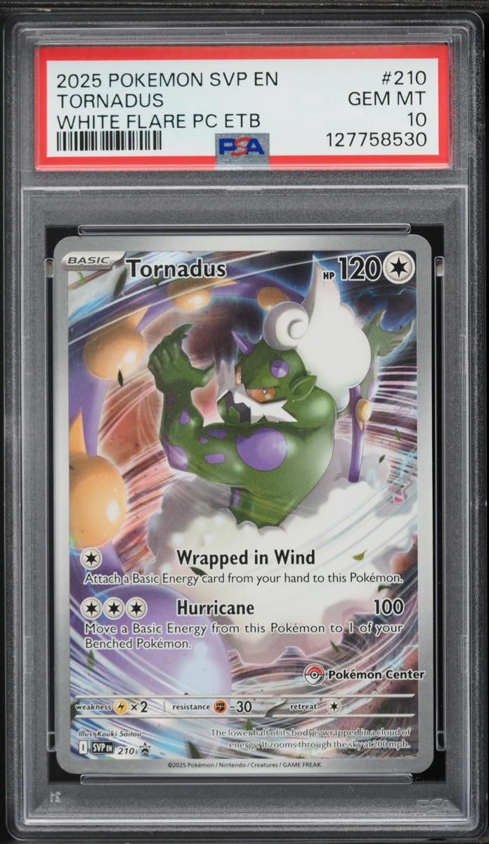 2025 Pokemon SV Promo White Flare Center ETB Full Art Tornadus #210 PSA 10 GEM MINT