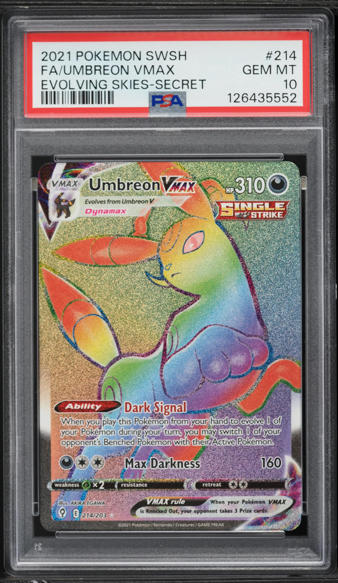 2021 Pokemon Sword & Shield Evolving Skies Rainbow Rare Umbreon VMAX #214 PSA 10 GEM MINT