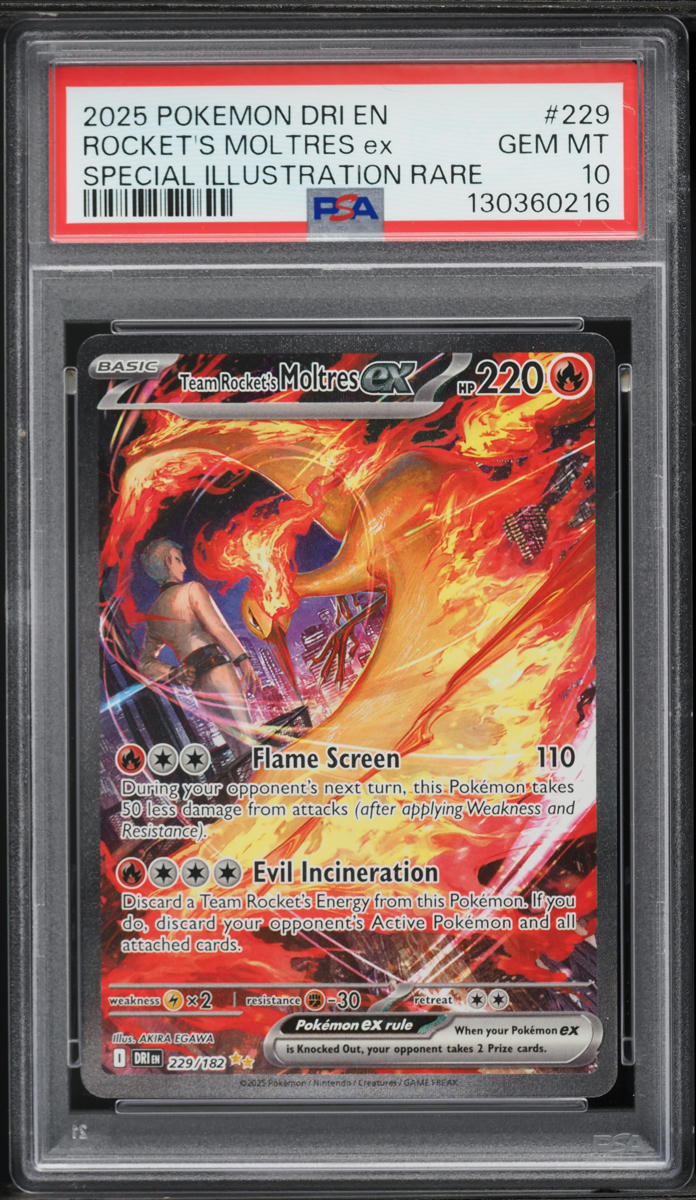2025 Pokemon Scarlet & Violet Destined Rivals SIR Team Rocket's Moltres ex #229 PSA 10 GEM MINT