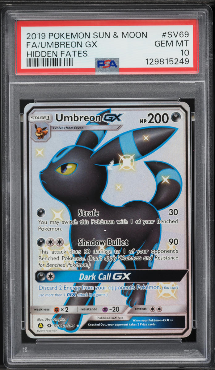2019 Pokemon Sun & Moon Hidden Fates Full Art Shiny Umbreon GX #SV69 PSA 10 GEM MINT