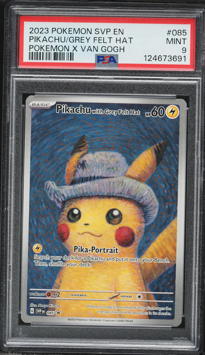 2023 Pokemon Scarlet & Violet Promo X Van Gogh Alt Art Pikachu With Grey Felt Hat #85 PSA 9