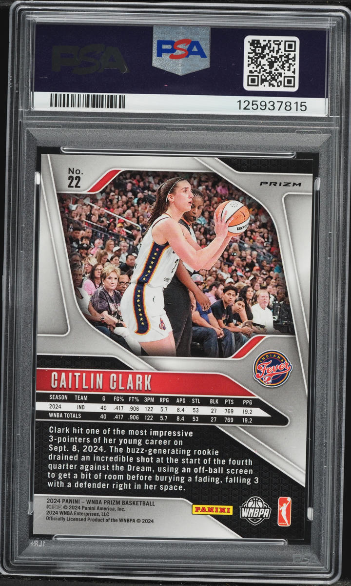2024 Panini Prizm WNBA Blue Velocity Caitlin Clark ROOKIE #22 PSA 10 GEM MINT