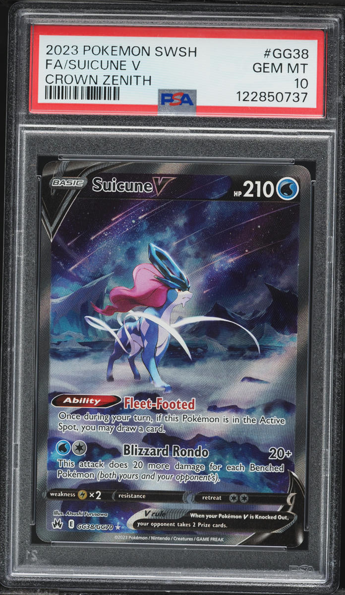 2023 Pokemon Sword & Shield Crown Zenith Alt Art Suicune V #GG38 PSA 10 GEM MINT