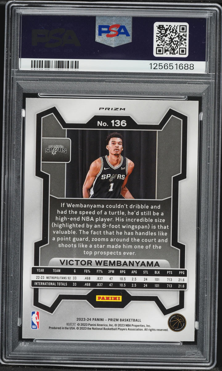 2023 Panini Prizm Pink Ice Victor Wembanyama ROOKIE #136 PSA 10 GEM MINT