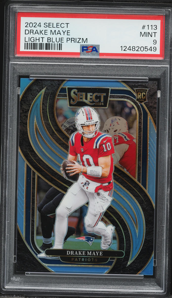 2024 Select Premier Level Light Blue Prizm Drake Maye ROOKIE /99 #113 PSA 9 MINT