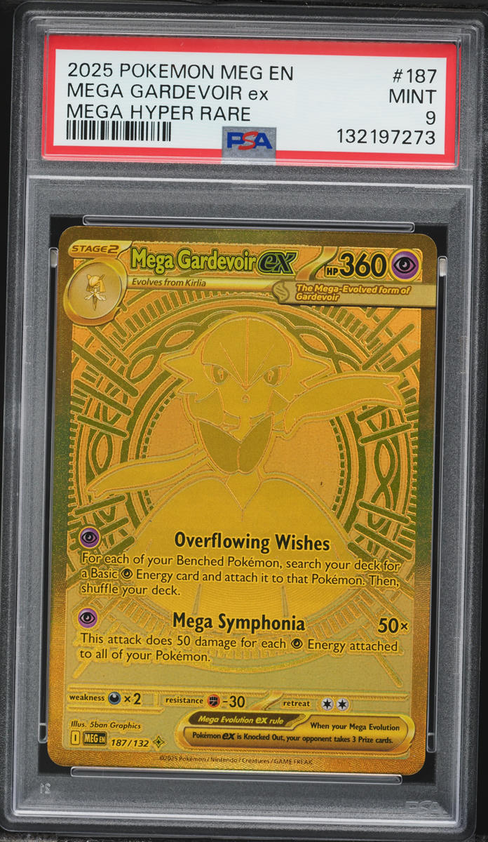 2025 Pokemon Mega Evolution Gold Rare Mega Gardevoir EX #187 PSA 9 MINT