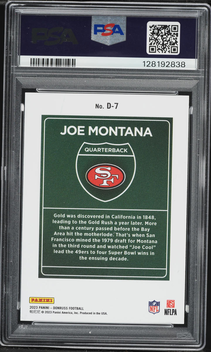 2023 Donruss Downtown Joe Montana #D7 PSA 10 GEM MINT